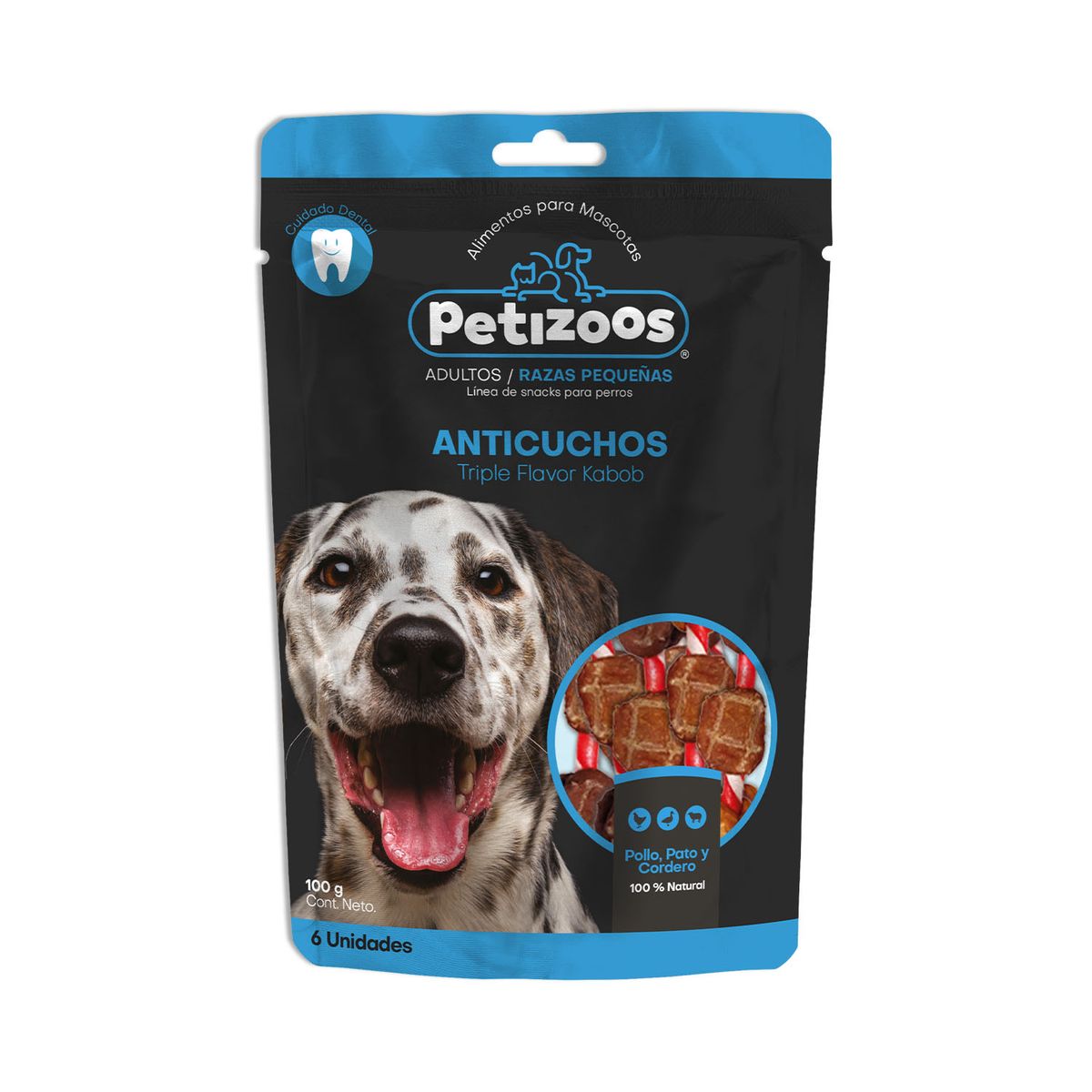 PETIZOOS - Snack para perros anticuchos triple sabor 100 gr