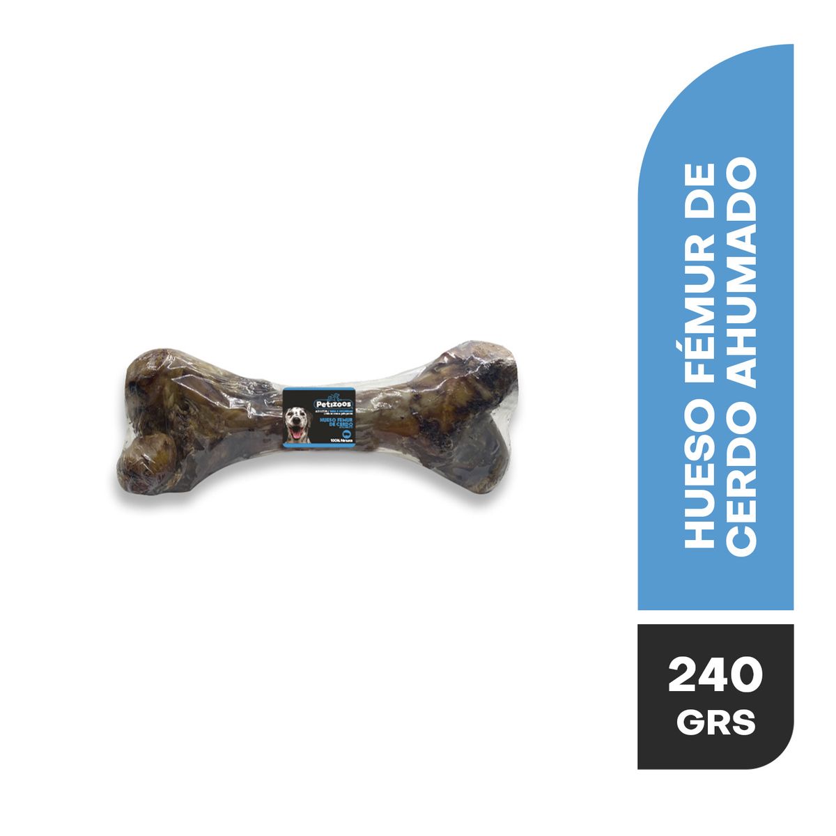 PETIZOOS - Hueso para perros femur de cerdo ahumado 100% natural 240 gr