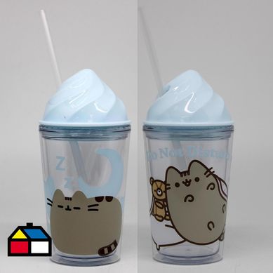 Vaso con bombilla 350 ml pusheen