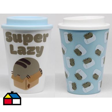 Vaso con tapa 350 ml pusheen