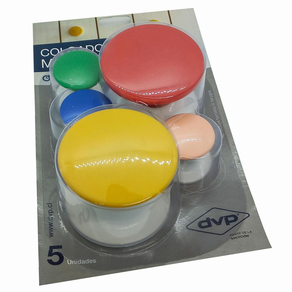 DVP - Gancho adhesivo multicolor 5 unidades