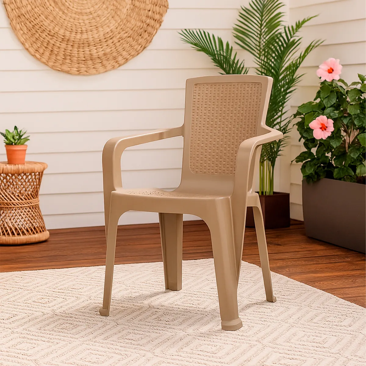 JUST HOME COLLECTION - Silla de terraza con brazo taupe