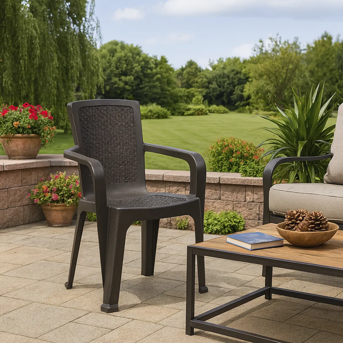 JUST HOME COLLECTION - Silla de terraza con brazo café