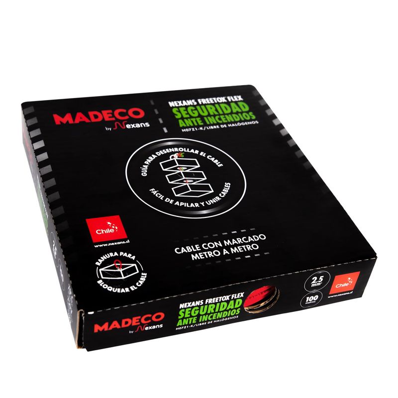 MADECO - Cable Libre de Halógenos H07Z1-K 1x2,5 mm2 100 metro(s) Rojo