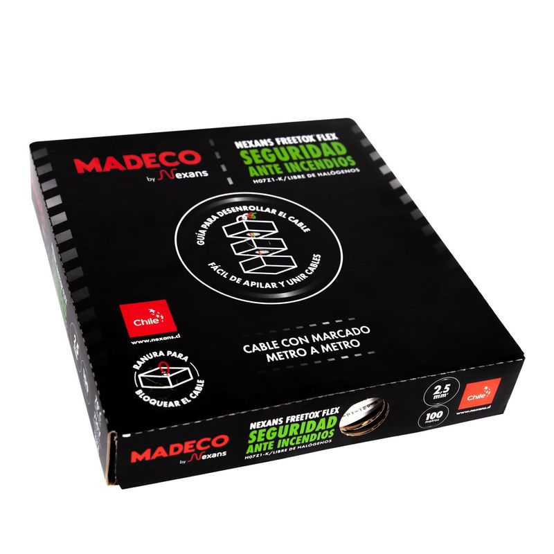 MADECO - Cable Libre de Halógenos (H07Z1-K) 2,5mm Blanco 100 mt en caja