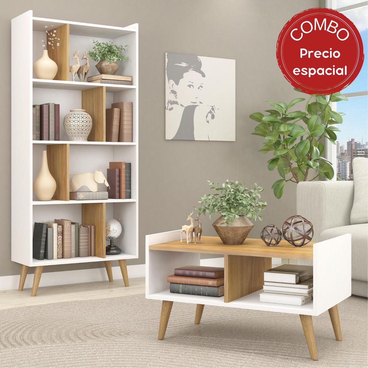 MOBILFRANK - Combo Estante/Mesa de Centro