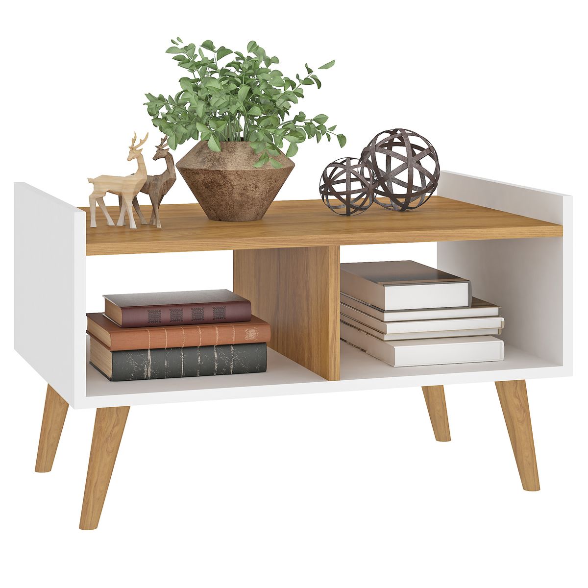 MOBILFRANK - Mesa de centro blanca madera