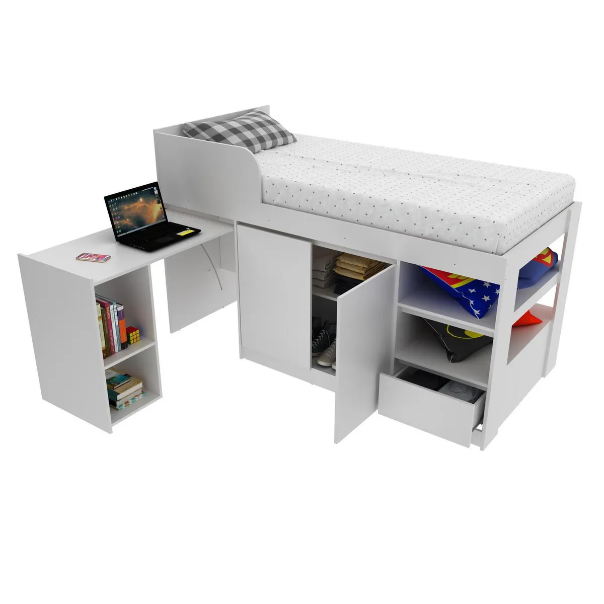 TECNOMOBILI - Cama 1 plaza de Estructura CM8021.0002 Blanco