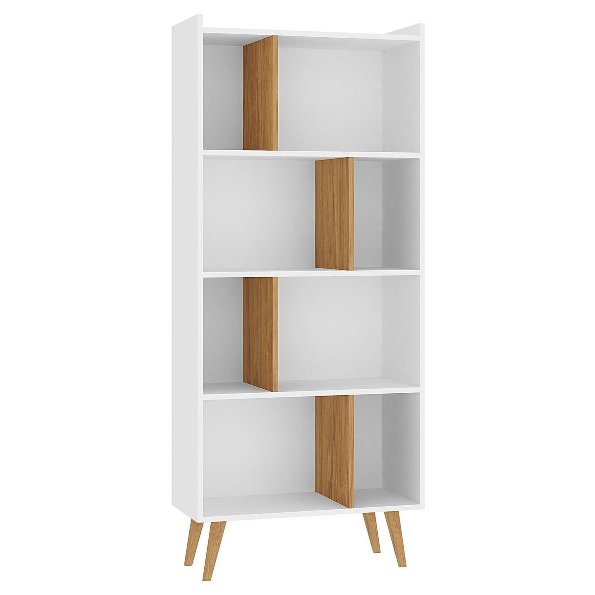 MOBILFRANK - Estante Nicho MDP 4 Nivel(es) 70x153x30 cm Blanco/Nogal