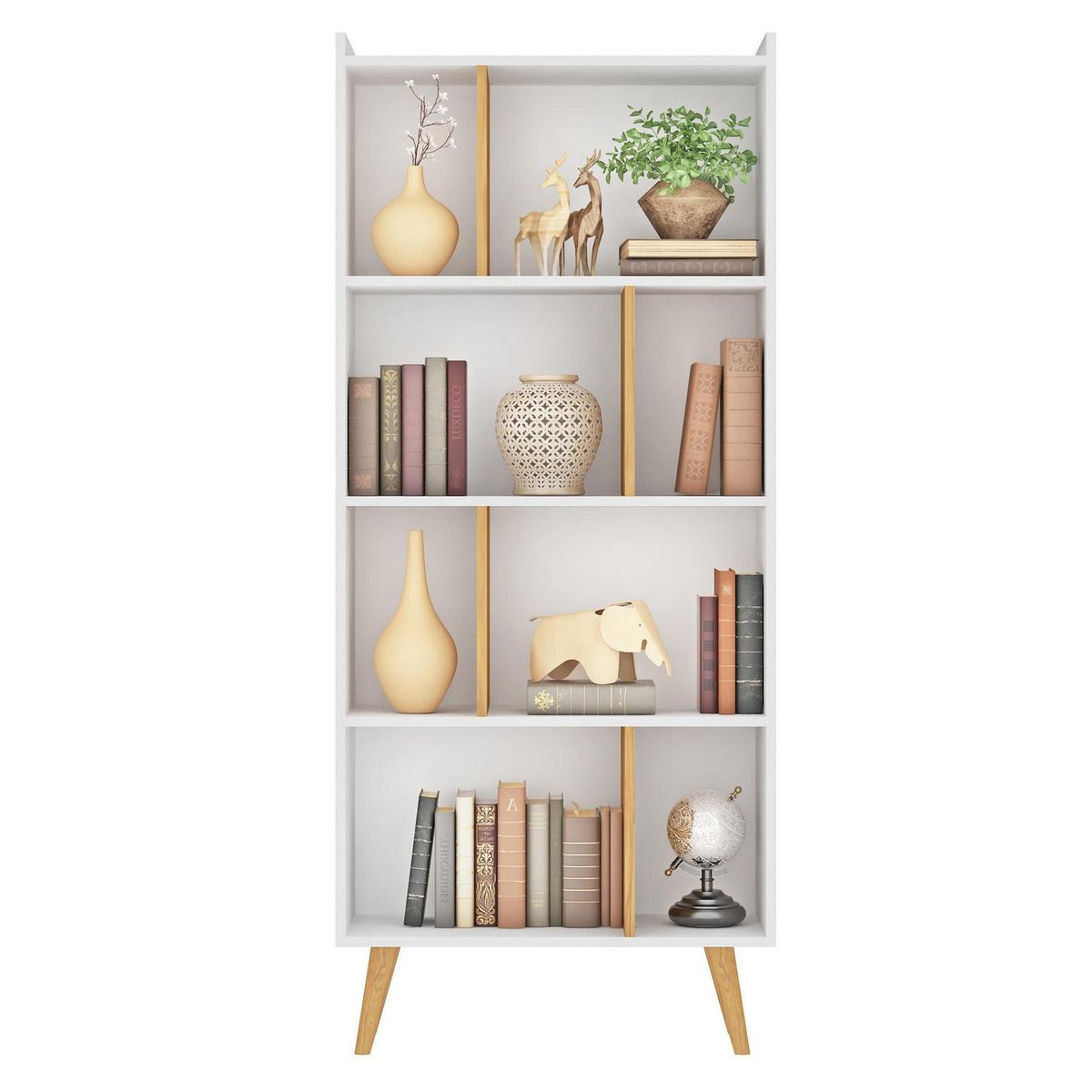 MOBILFRANK - Estante Nicho MDP 4 Nivel(es) 70x153x30 cm Blanco/Nogal