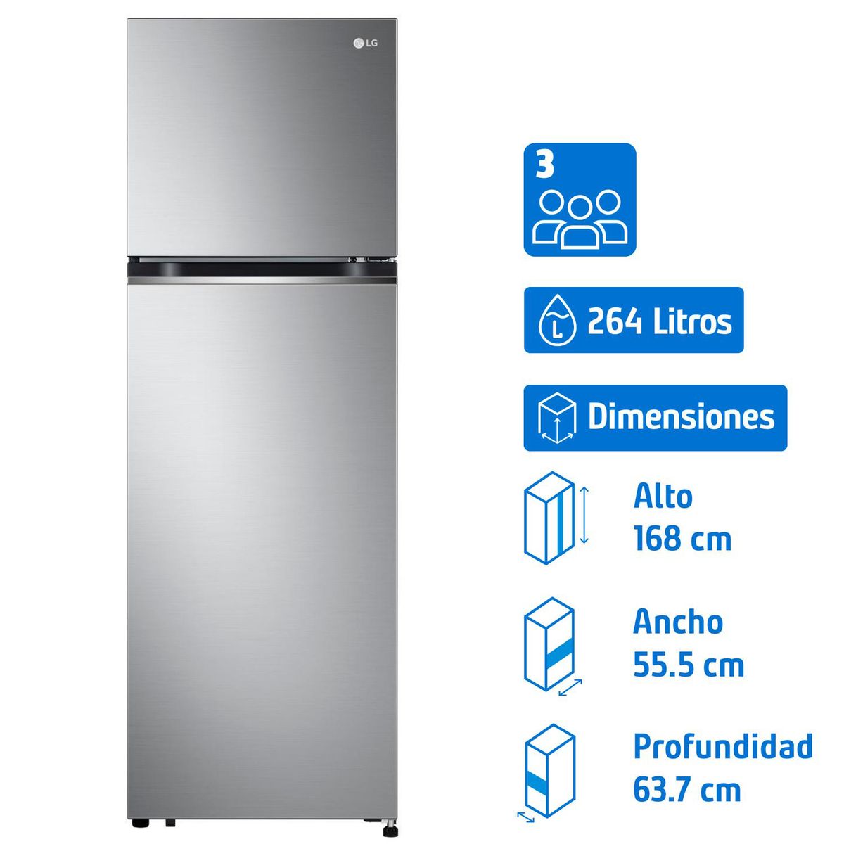 LG - Refrigerador Top Freezer No Frost 264 Litros VT27BPP