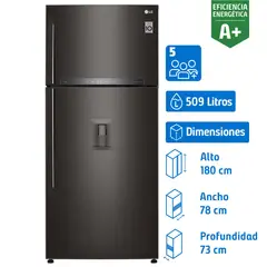 LG - Refrigerador Top Freezer No Frost 509 Litros Black Steel GT51SGD