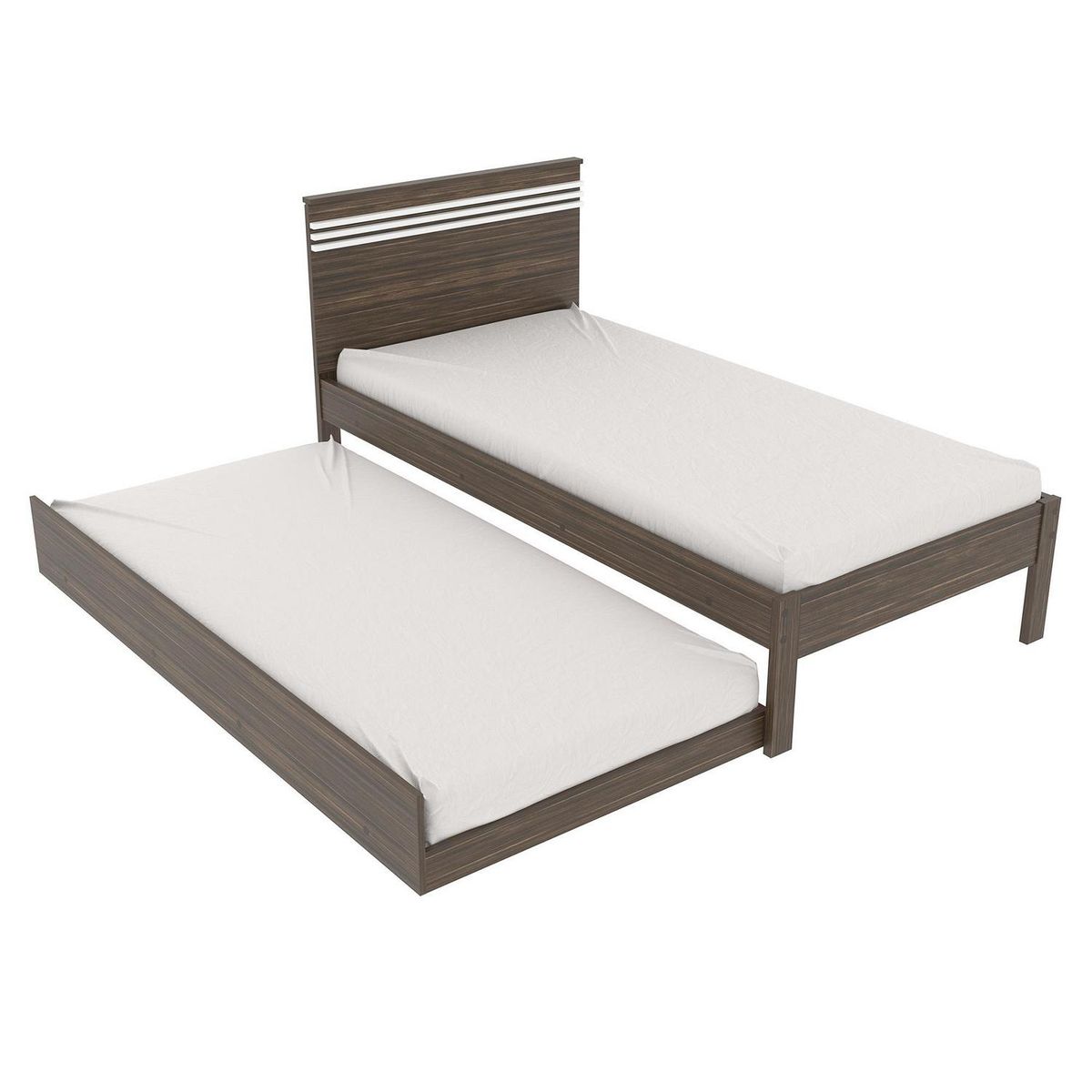 TECNOMOBILI - Combo cama 1 plaza nogal/blanco + cama nido nogal