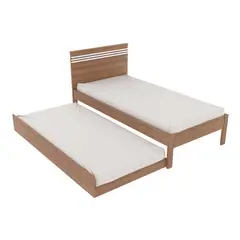TECNOMOBILI - Combo cama 1 plaza almendra/blanco + cama nido almendra