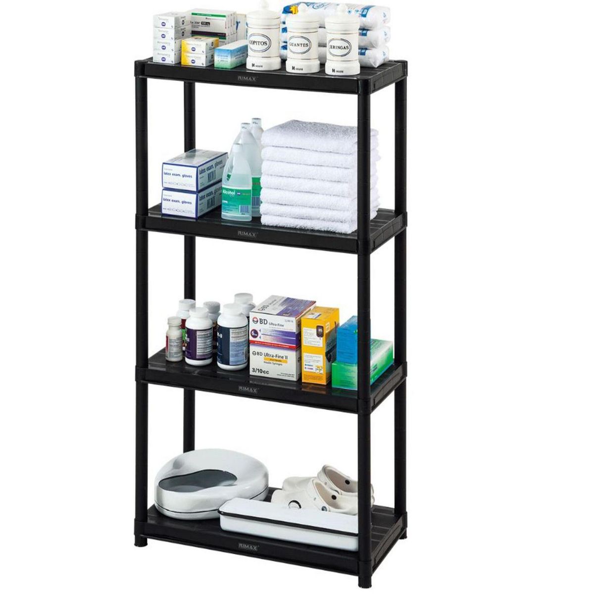 RIMAX - Estante Plástico 4 Nivel(es) 38x129x71 cm Negro