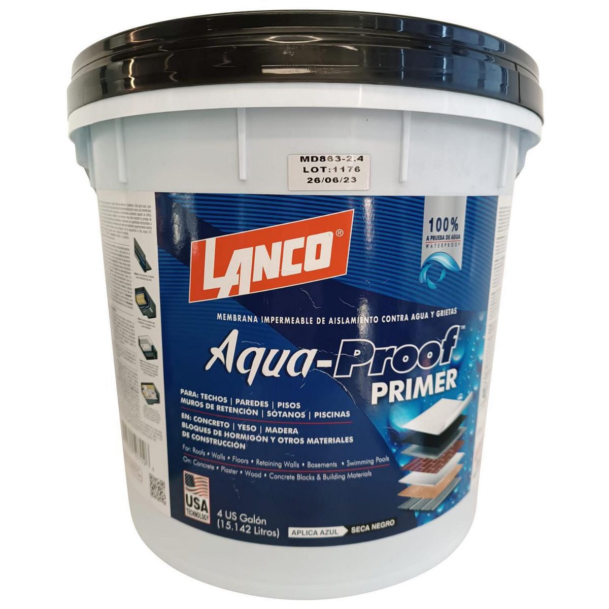 LANCO - Membrana Impermeable de Aislamiento Tineta 4 galón(es) Mate NEGRO