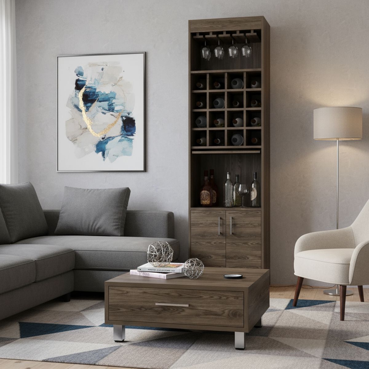 TUHOME - Combo Bar + Mesa de Centro Beijing Coñac