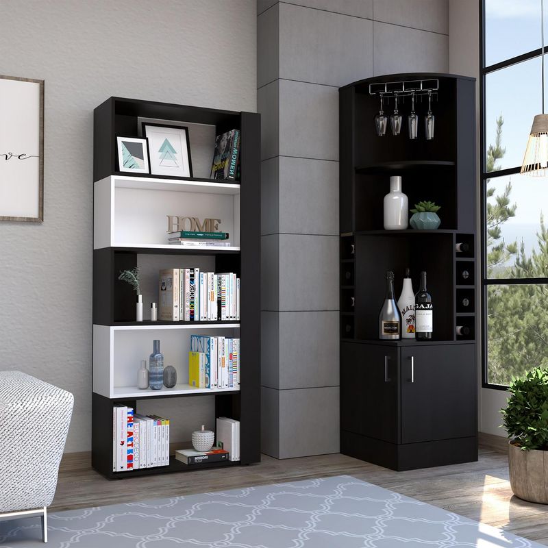 TUHOME - Bar Esquinero 46.9x180.6x46.9 cm Wengue / blanco