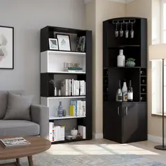 TUHOME - Bar Esquinero 46.9x180.6x46.9 cm Wengue / blanco