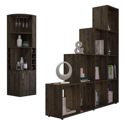 Imagen 2 del producto Combo Bar Esquinero + Biblioteca Escalera Beijing Coñac