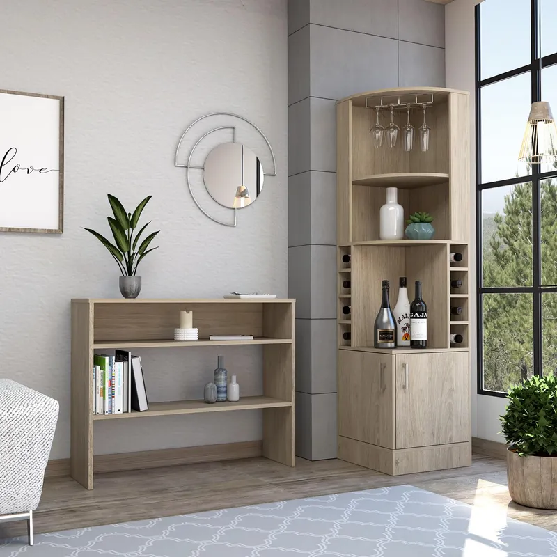 TUHOME - Combo Bar Esquinero + Arrimo Beijing Rovere