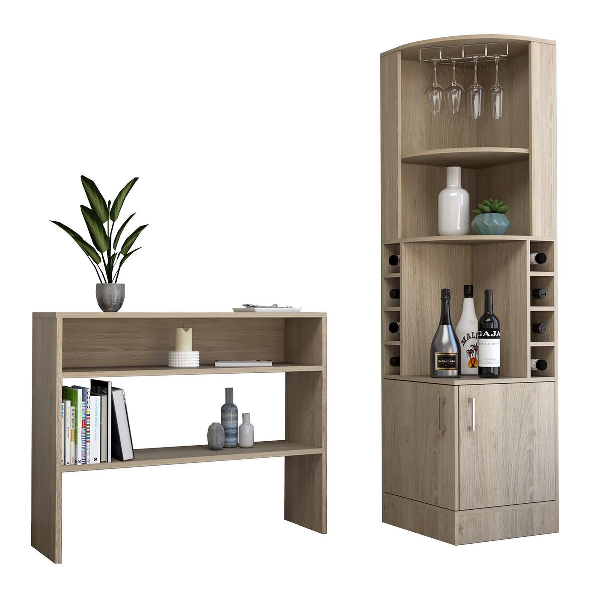 TUHOME - Combo Bar Esquinero + Arrimo Beijing Rovere