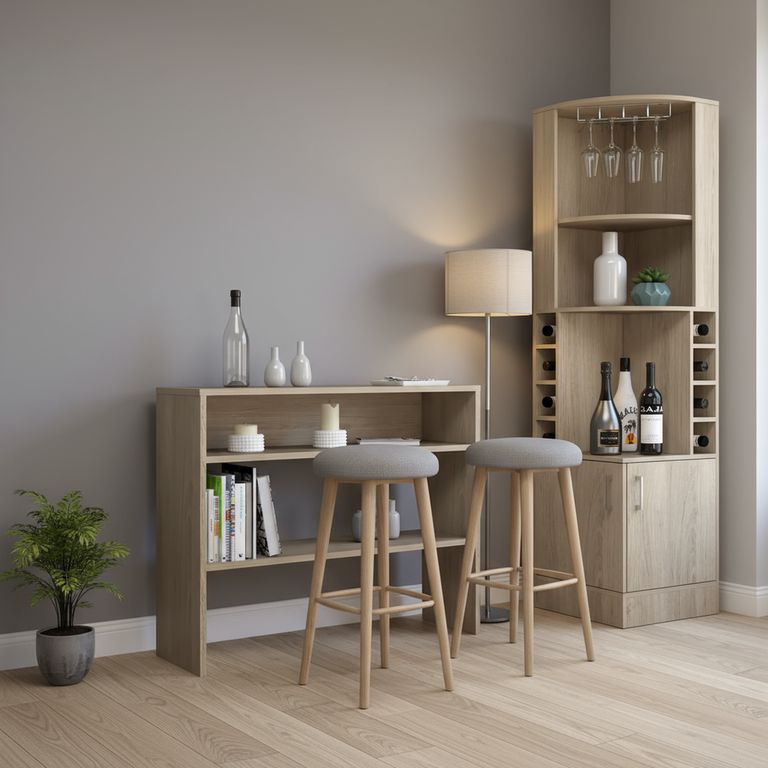 Combo Bar Esquinero + Arrimo Beijing Rovere