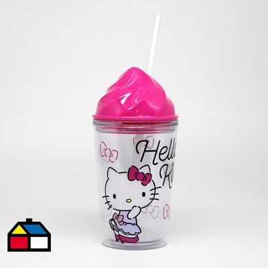 Vaso con bombilla 350 ml hello kitty