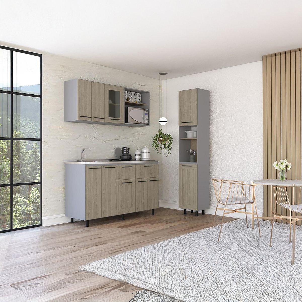 TUHOME - Alacena 2 Puertas /Módulo Inferior con Lavaplatos/Módulo Superior