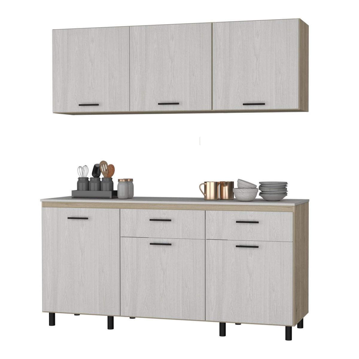 TUHOME - Módulo inferior con top melamina+módulo superior - kitchen gante r/n