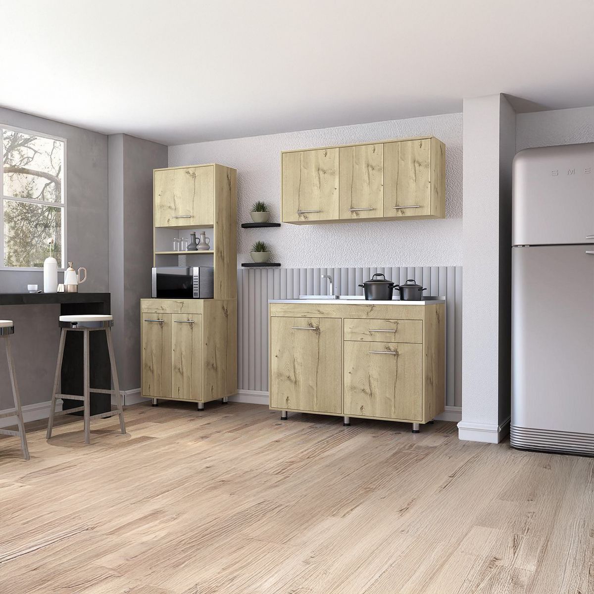 TUHOME - Módulo Superior 120/Módulo Inferior Con Lavaplatos / Mueble Microondas