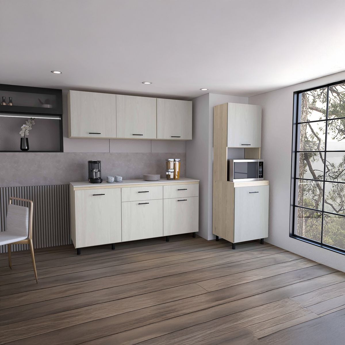 TUHOME - Alacena + módulo inferior con top melamina+ módulo superior - r/n