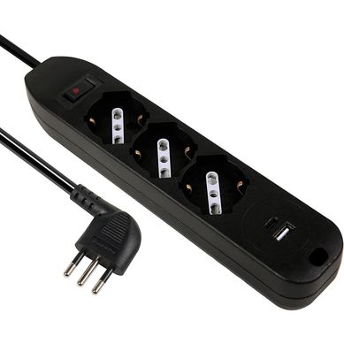 Alargador 4 posicione con USB + USBC gris