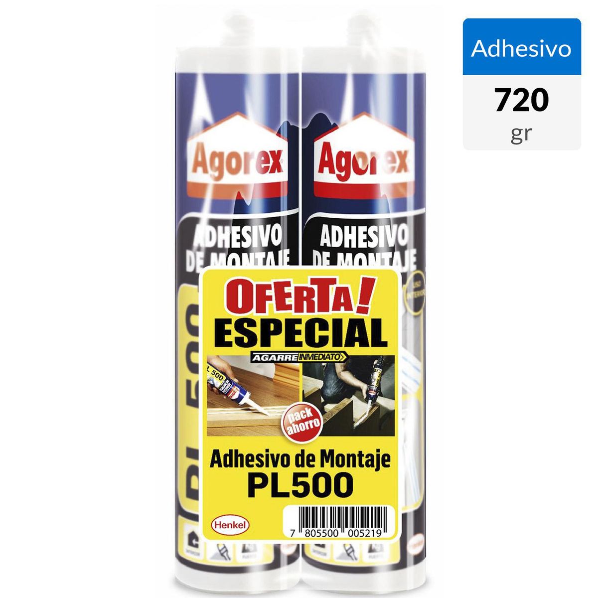 AGOREX - Adhesivo de montaje agorex pl500 370g PACK 2