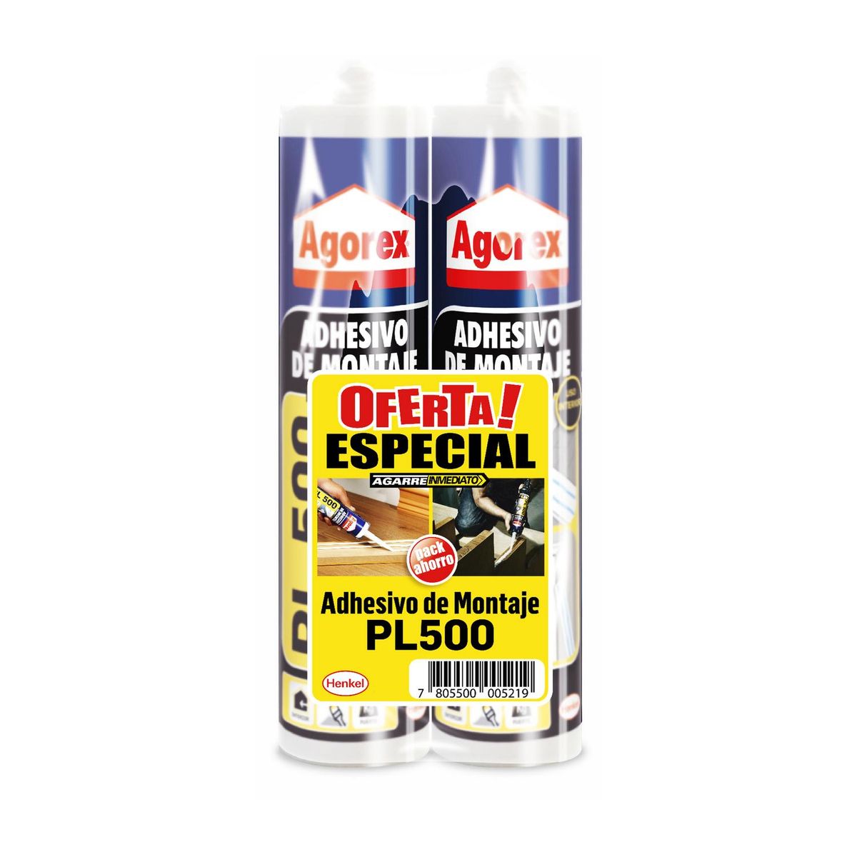 AGOREX - Adhesivo de montaje agorex pl500 370g PACK 2