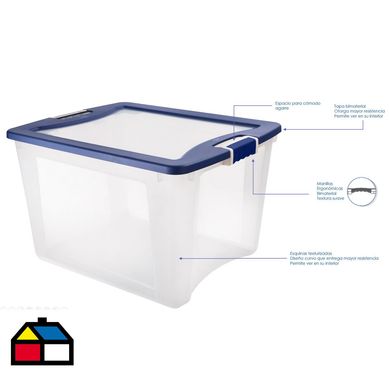 Caja organizadora Clarity 71 lts 36x48x58 cm transparente