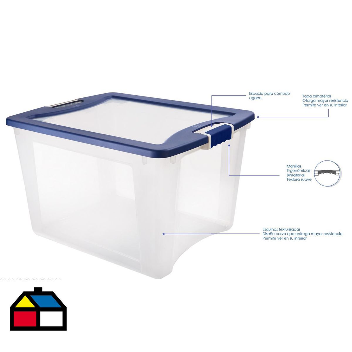 WENCO - Caja Organizadora 48x36.1x58 cm 71 l Transparente