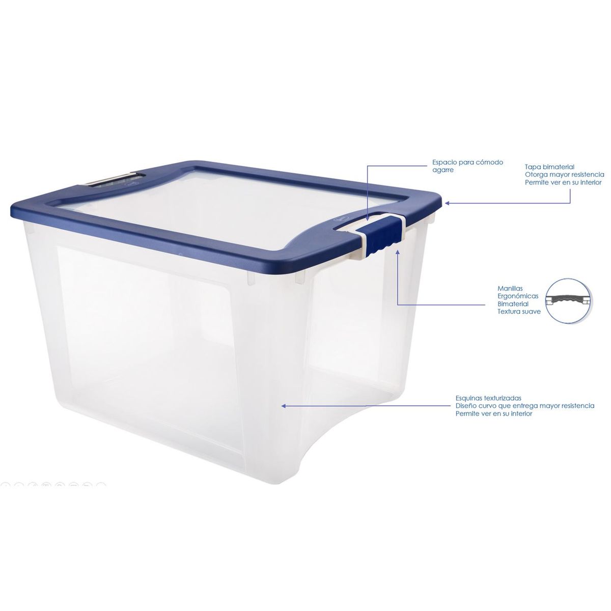 WENCO - Caja Organizadora 48x36.1x58 cm 71 l Transparente