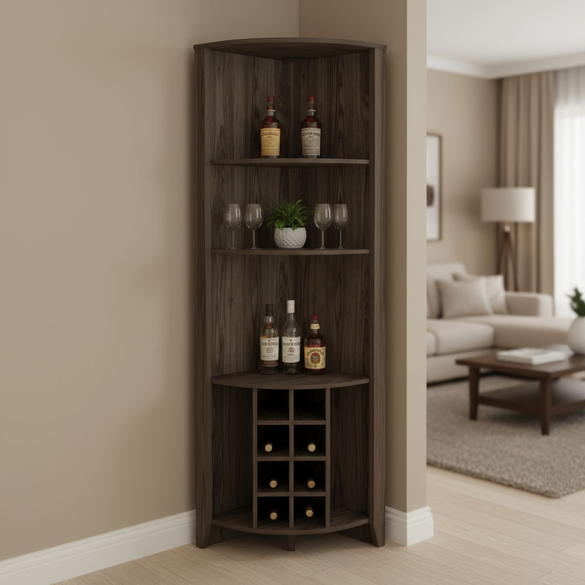 TUHOME - Bar Esquinero Essential 49x180.6x49 cm Coñac