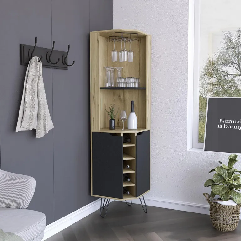 TUHOME Bar Esquinero Audra 45x180x45 cm Duna / wengue