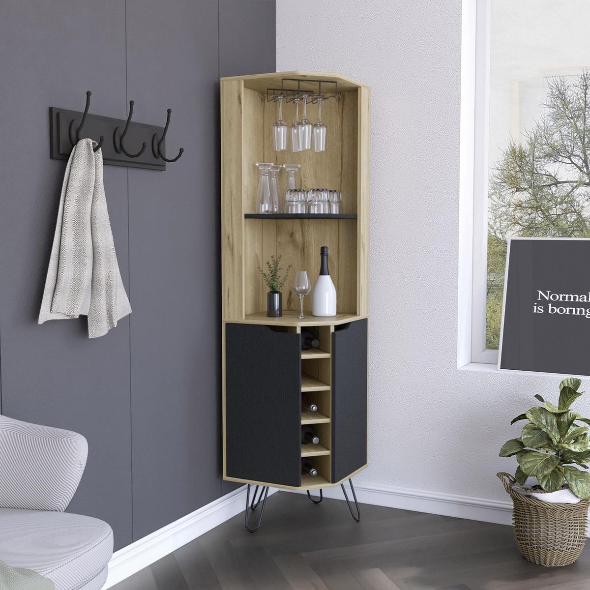 TUHOME - Bar Esquinero Audra 45x180x45 cm Duna / wengue