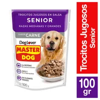 Alimento húmedo trocitos jugosos para perros senior, sabor carne 85g