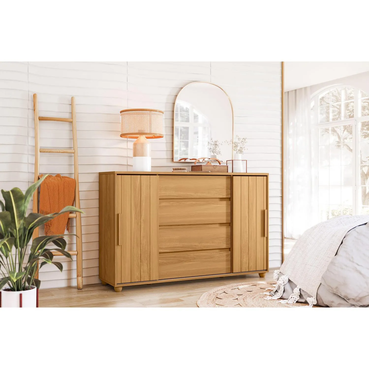 VEKKAHOME Cómoda 4 Cajón(es) Evidenza Rustica 150x96x41 cm Roble