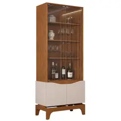 VEKKAHOME - Vitrina Nice MDF 4 Nivel(es) 39x181.5x74 cm Freijó/Blanco