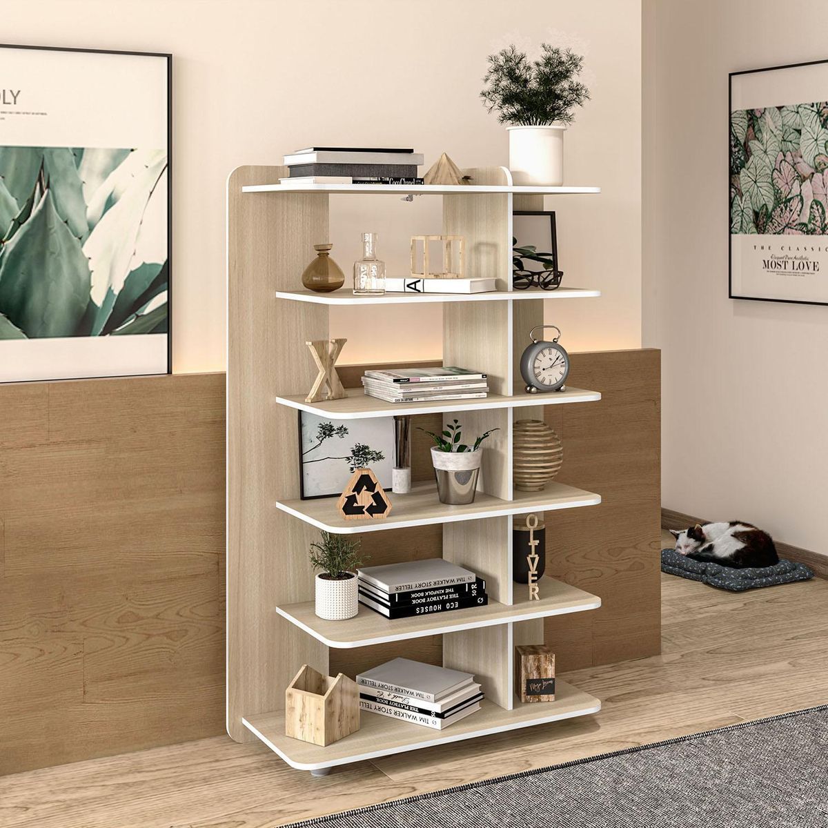 VEKKAHOME - Estante Lis MDP 6 Nivel(es) 43.5x150x97 cm Legno