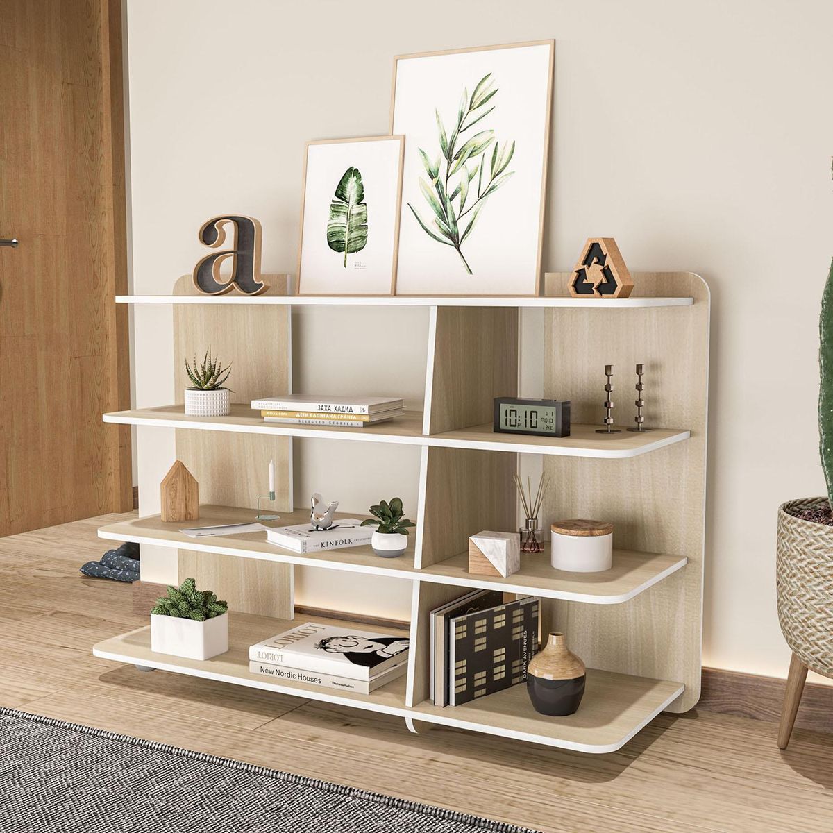 VEKKAHOME - Estante Pietra MDP 4 Nivel(es) 48.5x90x136 cm Legno