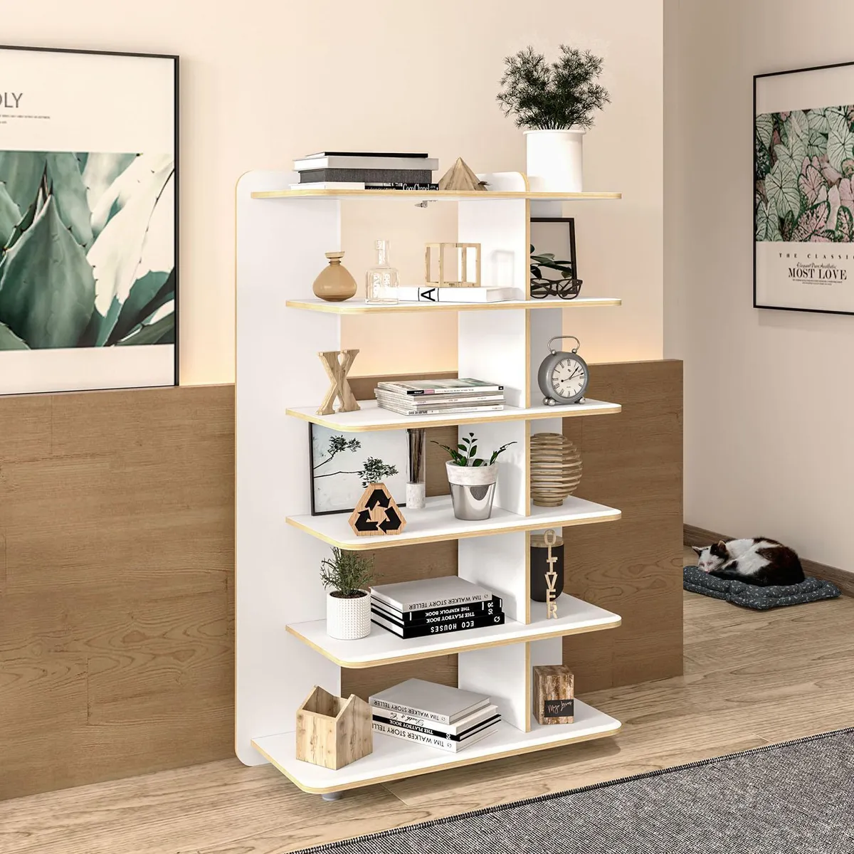 VEKKAHOME - Estante Lis Light MDP 6 Nivel(es) 43.5x150x97 cm Blanco