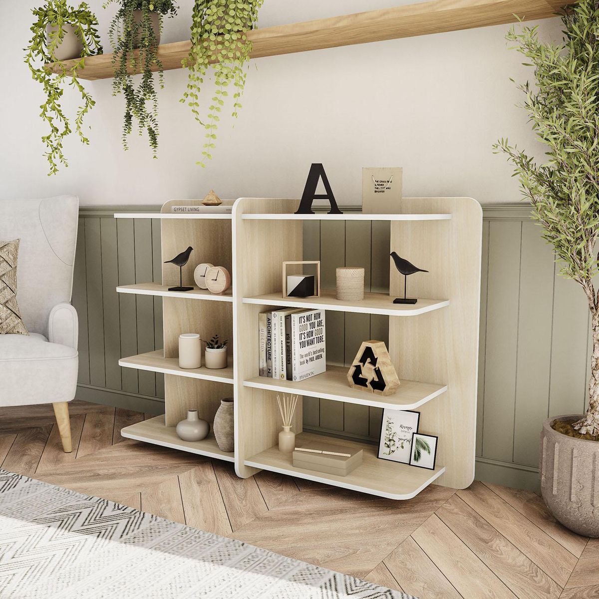 VEKKAHOME - Estante Luna MDP 4 Nivel(es) 38.5x89.5x123.5 cm Legno