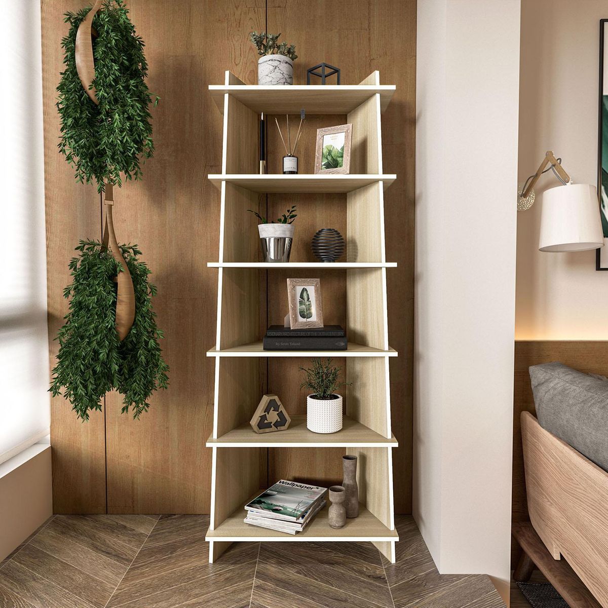 VEKKAHOME - Estante Jade MDP 6 Nivel(es) 40.3x180x67 cm Legno