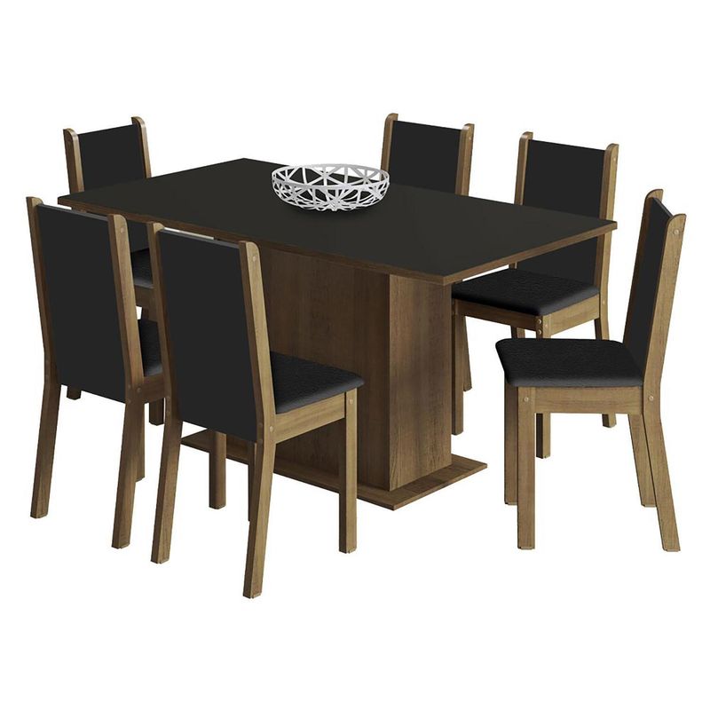 VEKKAHOME - Juego de Comedor Suecia 6 Sillas Mesa Rectangular 90x79x160 cm Café